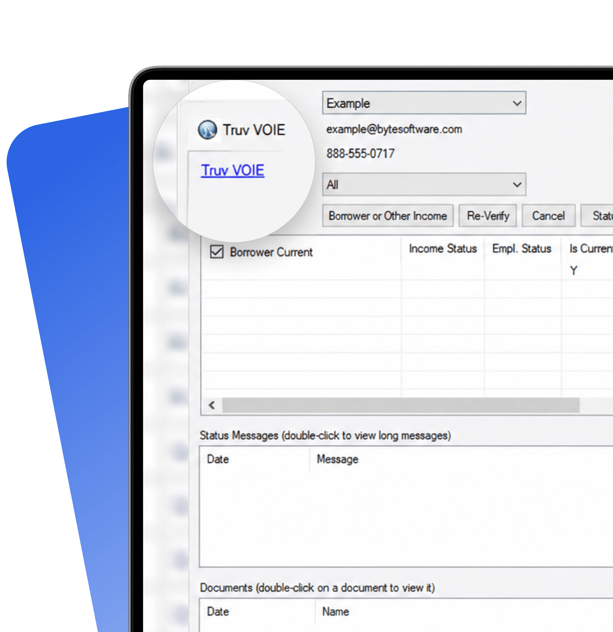 Byte Software loan file with Truv verifications