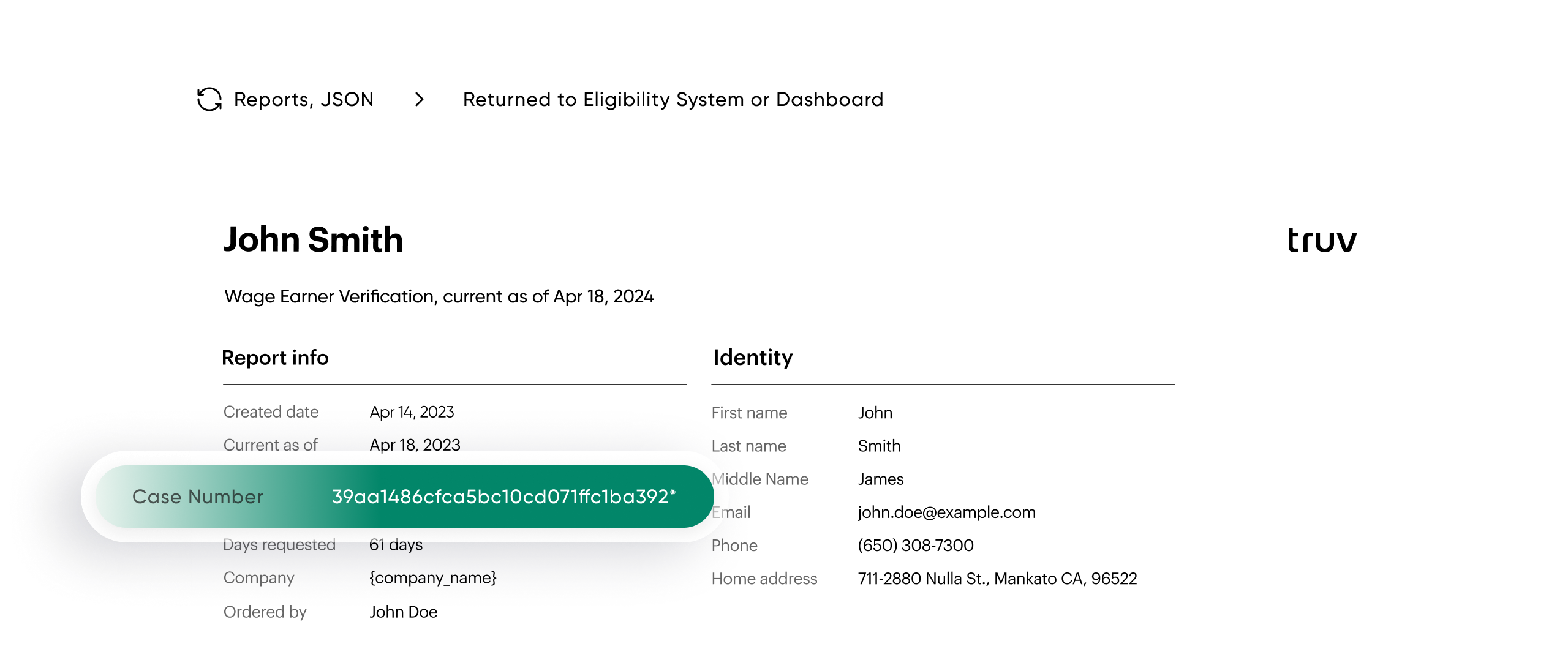 Returned data