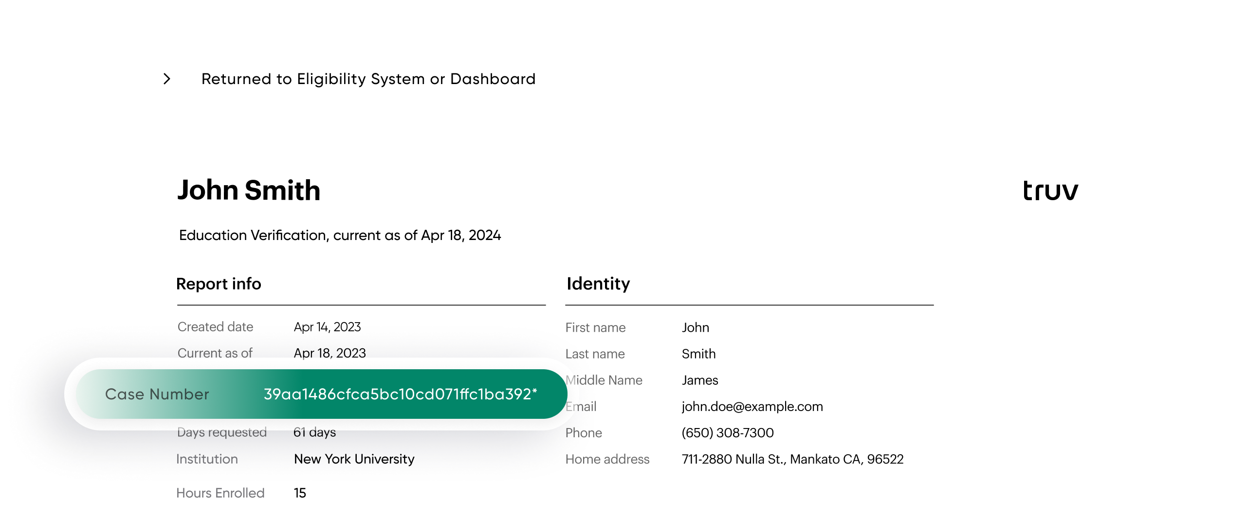 Returned data